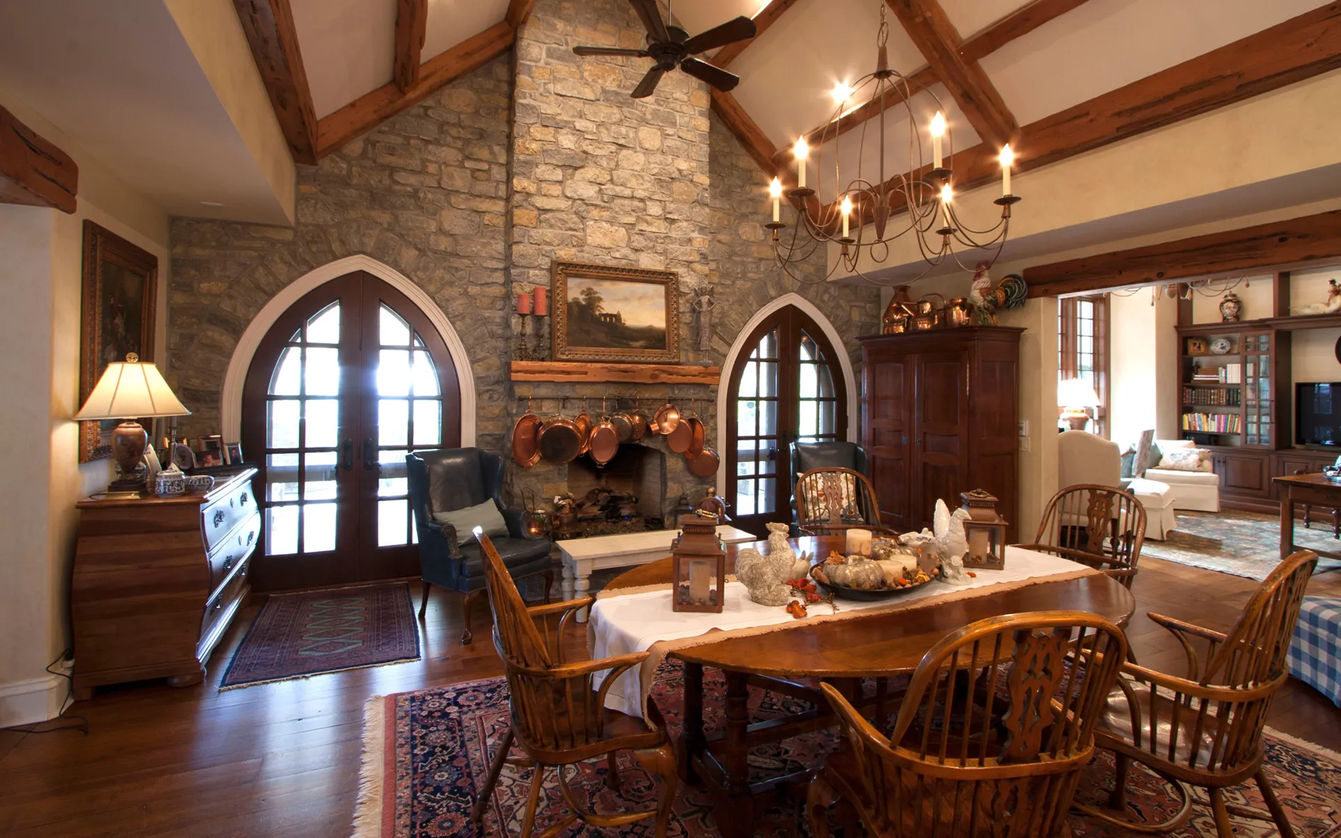 Miami Woodworking custom dining room with handcrafted beams